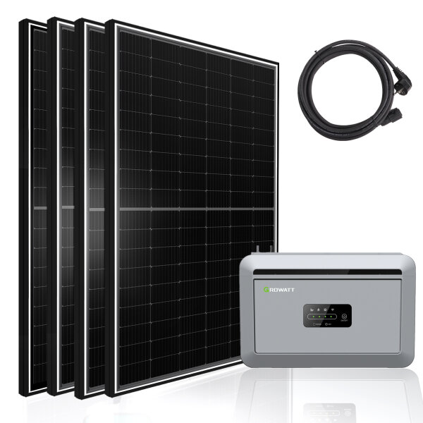 Balkonkraftwerk 2340W mit 2048W Speicher, 4x450W Glas-Glas Solarmodule mit Growatt Nexa 2000 Stromspeicher, bifazial Solarpaneele bis zu 2340W Leistung, Solaranlage Photovoltaik f&uuml;r Dach Haus Balkon