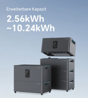 Balkonkraftwerk 2600W mit Speicher Marstek Jupiter C+ 2560W, 4x500W Vollschwarz Solarmodule mit 2,56kwh Stromspeicher, Bifazial Solarpanel bis zu 2600W, Solaranlage Photovoltaik f&uuml;r Dach Haus Balkon
