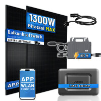 Balkonkraftwerk 1300W mit Speicher Dyness Junior Box 1600Wh, 800W TSUN Micro Wechselrichter, 2x500W Bifaziale Solarmodule, Solaranlage mit Stromspeicher Photovoltaik PV Anlage f&uuml;r Haus Balkon