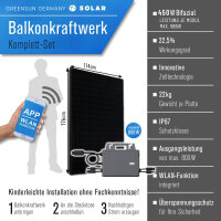 Balkonkraftwerk 1170W mit Speicher Dyness Junior Box 1600Wh, 800W TSUN Micro Wechselrichter, 2x450W Bifaziale Solarmodule, Solaranlage mit Stromspeicher Photovoltaik PV Anlage f&uuml;r Haus Balkon